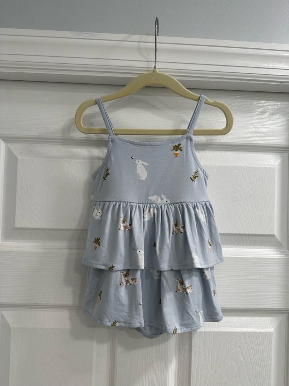 Kyte BABY Light Blue Bunny Tiered Romper